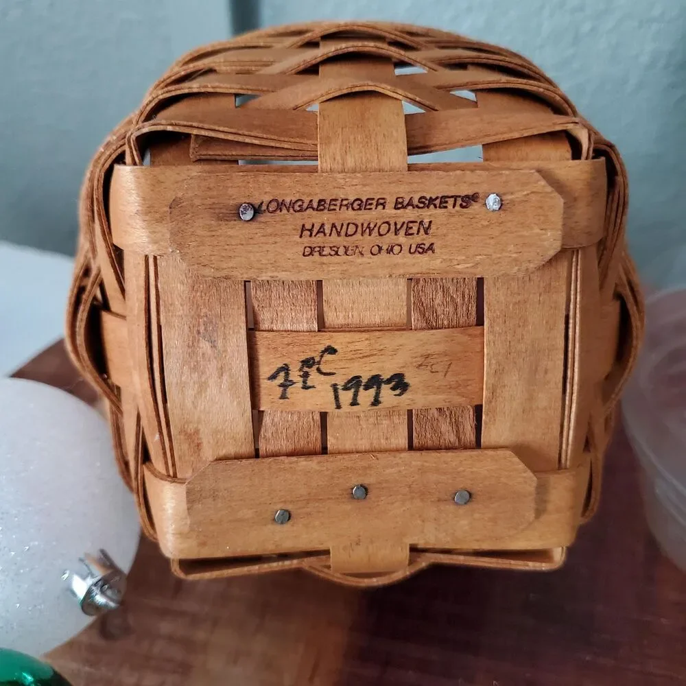 Longaberger 1993 Inaugural Basket Protector & 6 Christmas Holiday Ornaments